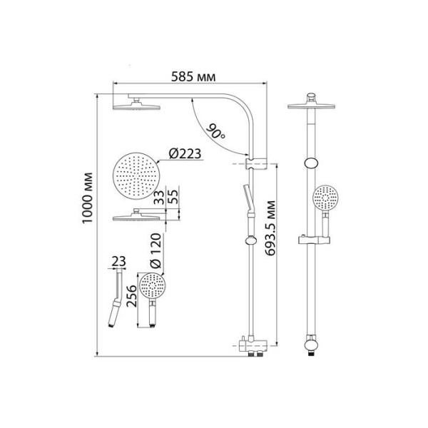 Душевой гарнитур с верхней лейкой IDDIS Swipe (SWI3F97i76)